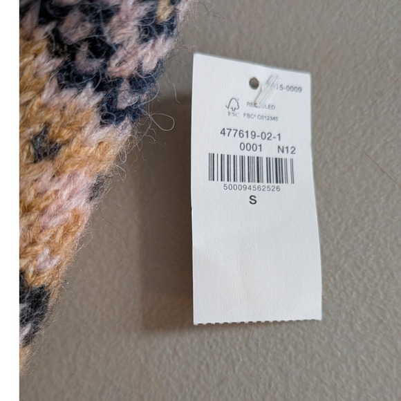 Gorpcore Cozy Chunky Outdoors Tan Pink Black Fair Isle Snowflake S Sweater NWT - Picture 12 of 13